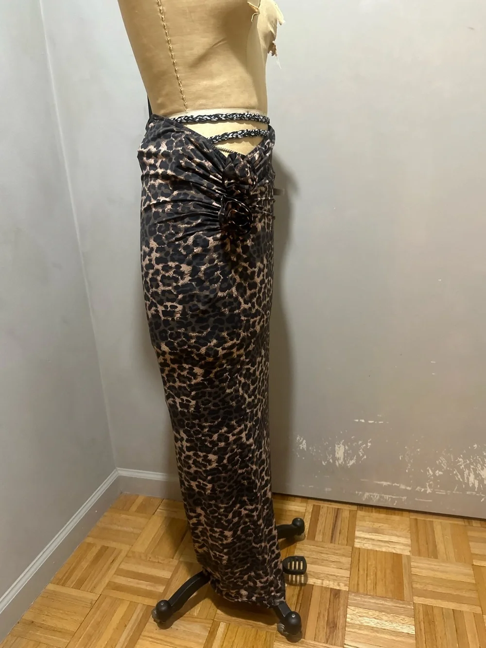 Lioness Leopard Print Maxi Skirt in Brown and Black